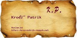 Kroó Patrik névjegykártya